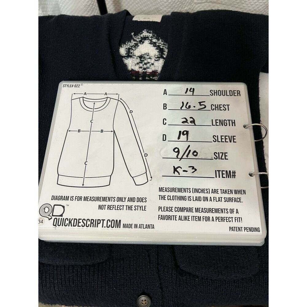 Abercrombie Kids Button Down navy blue Cardigan Sweater knit sz 9/10 - Picture 6 of 9